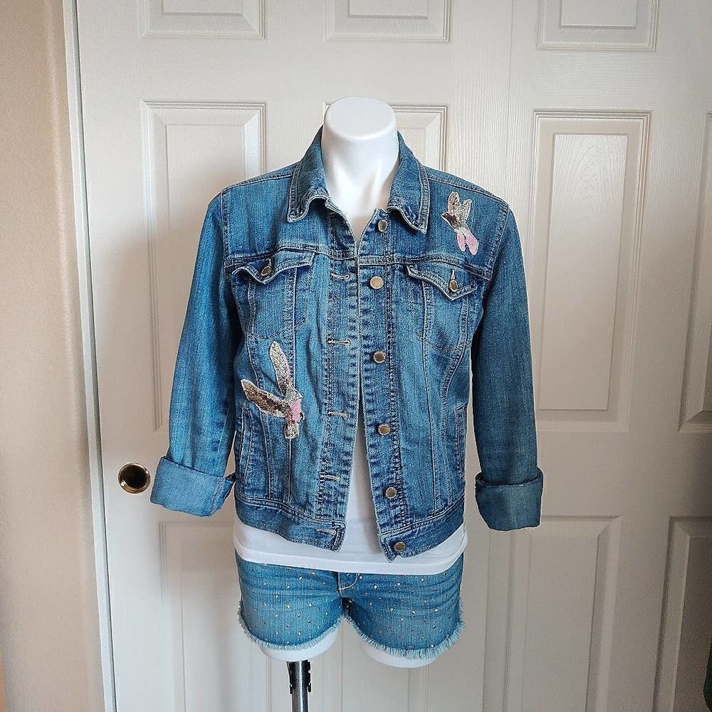 Style & Co Jeans embellished denim jacket sz XS